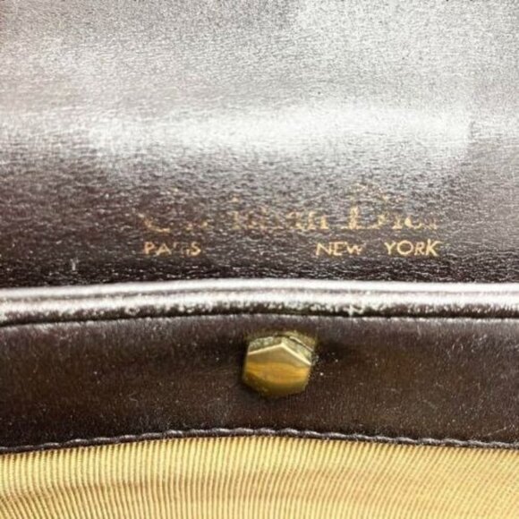 RARE Vintage Dior Brown Leather 2-way Shoulder Bag w Brown Trotter Print - Picture 9 of 10